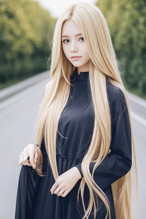 Photo of a Beautiful Woman,,,, beautiful long hairs, crazy long hairs, super long hairs, long hair, crazy long hairs, super long hairs, facing towards camera, blonde hairs