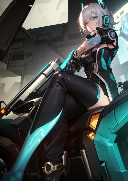 a close up of a person sitting on a motorcycle with a gun, riven, cyberpunk anime girl mech, extremely detailed artgerm, anime cyberpunk art, digital cyberpunk anime art, mechanized valkyrie girl, by Shitao, rossdraws and jazza, kda, cyberpunk anime girl, rossdraws 1. 0, rossdraws 2. 0, android heroine