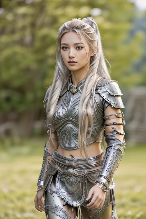 (Natural sunlight, best quality, 8k, masterpiece, raw photo: 1.3),mysterious, cute elf little girl, crystal clear white skin, fantasy, short, (((1 girl))), (( petit teen, short girl, little elf, little pointed little ears: 1.2)), slender eyes, narrow eyes, symmetrical eyes, (silver-gray hair, one-length hairstyle), earrings, (Skin revealing armor, wearing light armor, Long boots above the knee: 1.2), ultra-detailed, intricate detail, highly detailed face and skin tone, detailed detail face and eyes, realistic, small breasts, dynamic pose, mysterious forest