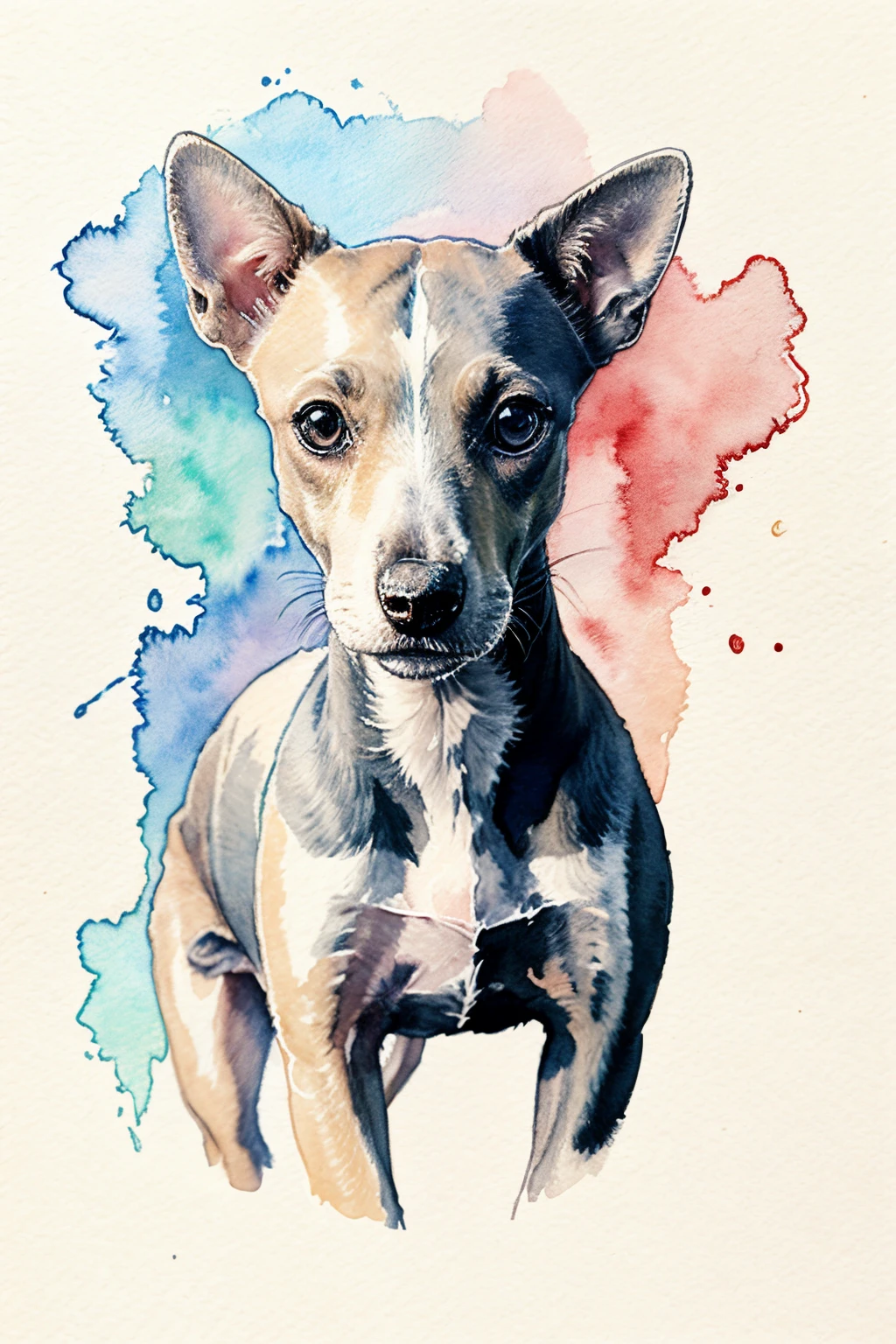 whippet watercolour art style