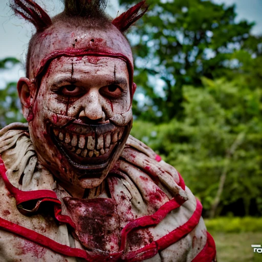 RAW photo , tw1sty, bloody mouth, bloody face, portrait, from side, looking aside8k uhd, dslr, soft lighting, high quality, film grain, Fujifilm XT3,  background