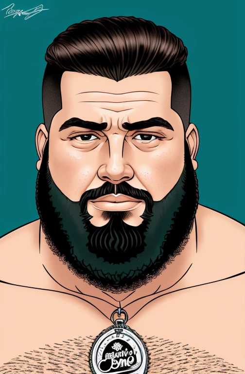 ,Rosto gordo, gordinho e barbudo, Concentrado, visual chave, intrincado, altamente detalhado, lineart preciso, Vibrando, Comprehensive cinematomatics, Griffiths Carne Bovina, Conrado Roset, (o retrato mais bonito do mundo:1.5) cena de fundo popart, Centered photography, boca Aberta Gargalhando