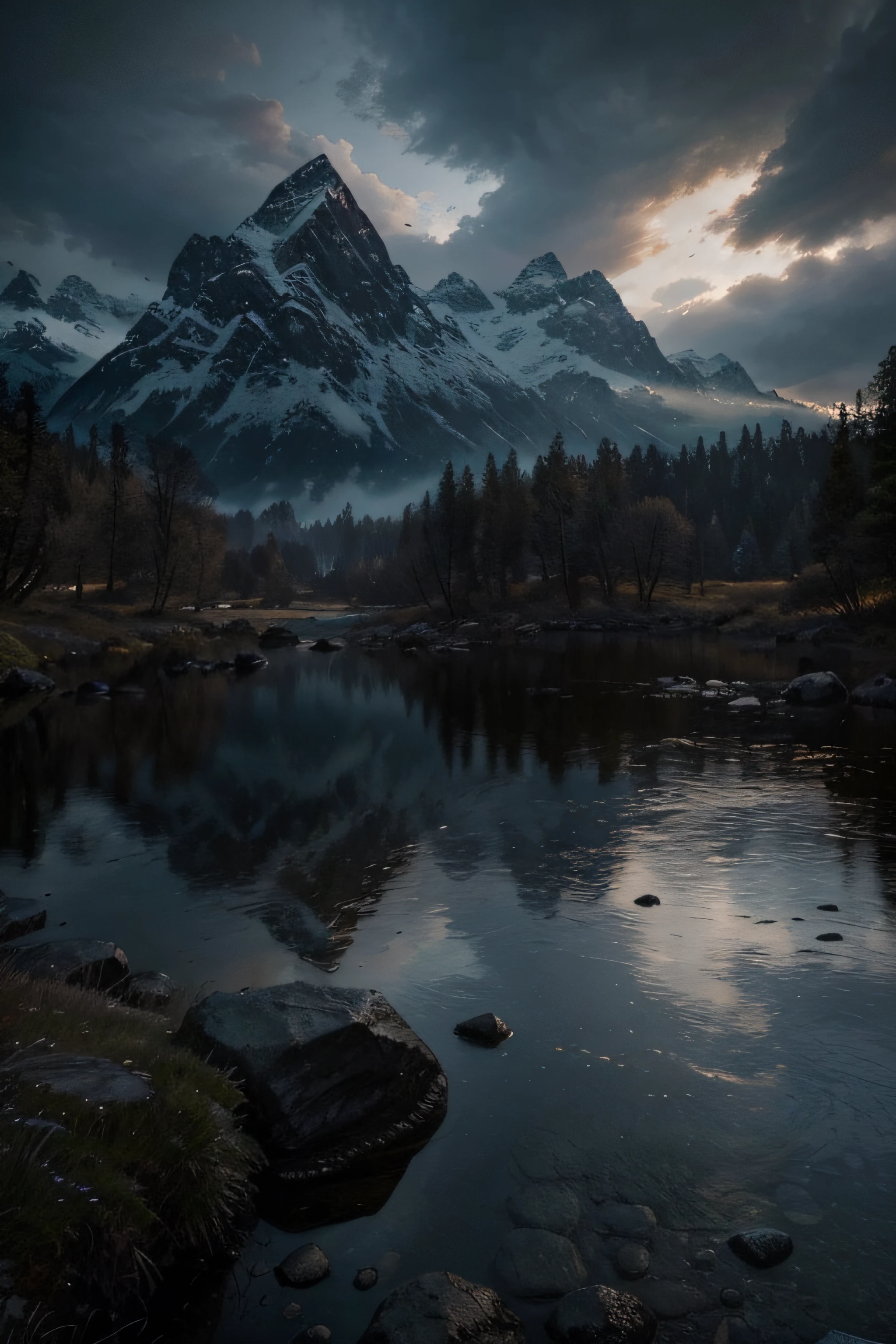 Use artificial intelligence, crie uma imagem impressionante de uma paisagem inspirada em The Elder Scrolls V: Skyrim. Make sure the image quality is maximum, with advanced details and a level of realism that transports the viewer into the game&#39;s epic and magical world. Includes characteristic elements, como montanhas majestosas, florestas exuberantes, a dramatic sky, e, If possible, add specific details that capture the unique atmosphere and stunning aesthetic of the Skyrim universe. Make sure the image is immersive and able to evoke the same sense of wonder and adventure that players experience when exploring the vast, rich lands of Skyrim.