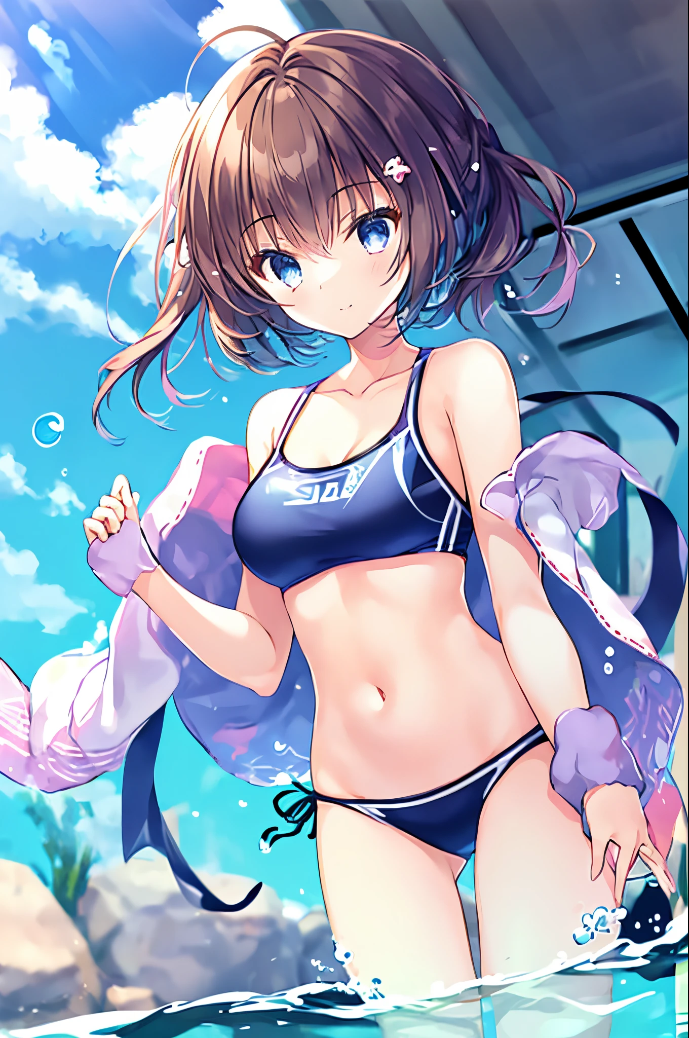 1girl in、Twin-tailed、swim wears