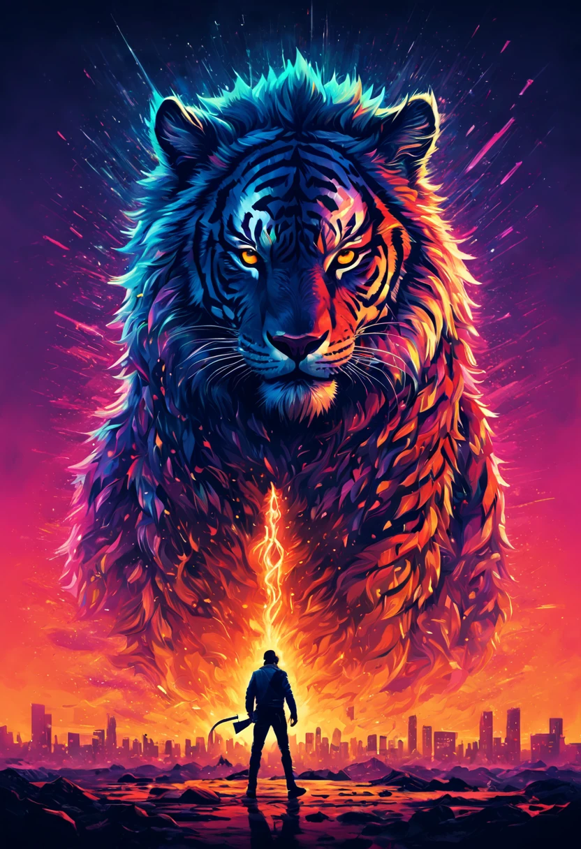 Tiger standing on diamond, tarantino style movie cover, movie poster, vintage, gritty, grindhouse, cult classic, eccentric character, dark humor, neon, vivid colors, wall twisted art, twisted plot, action, stylized violence, larger than life, 80s vibe, gritty texture, film grain, hand drawn, edgy, iconic visuals, tagline Attractive, dynamic layout, impressive illustrations, eye-catching design, unique typography, intense atmosphere, Advanced, complex, (best quality, masterpiece, Typical work, art official, Professional, unity 8k wallpaper:1.3)