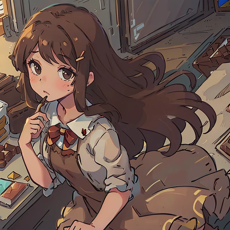 chocolate girl brown dress brown hair