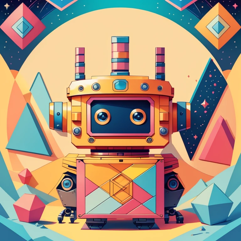 (cute robot smiling in beautiful box) Munchkin, Geometric ...