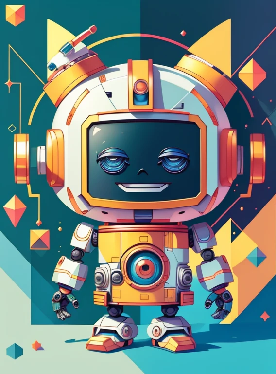 (cute robot smiling) Munchkin, Geometric multidimensional wall portrait, livro de arte, Tchibi,
Yang08k, Beautiful, Colouring,
Obras, of the highest quality, best quality, Arte Oficial, Beautiful and Aesthetic,