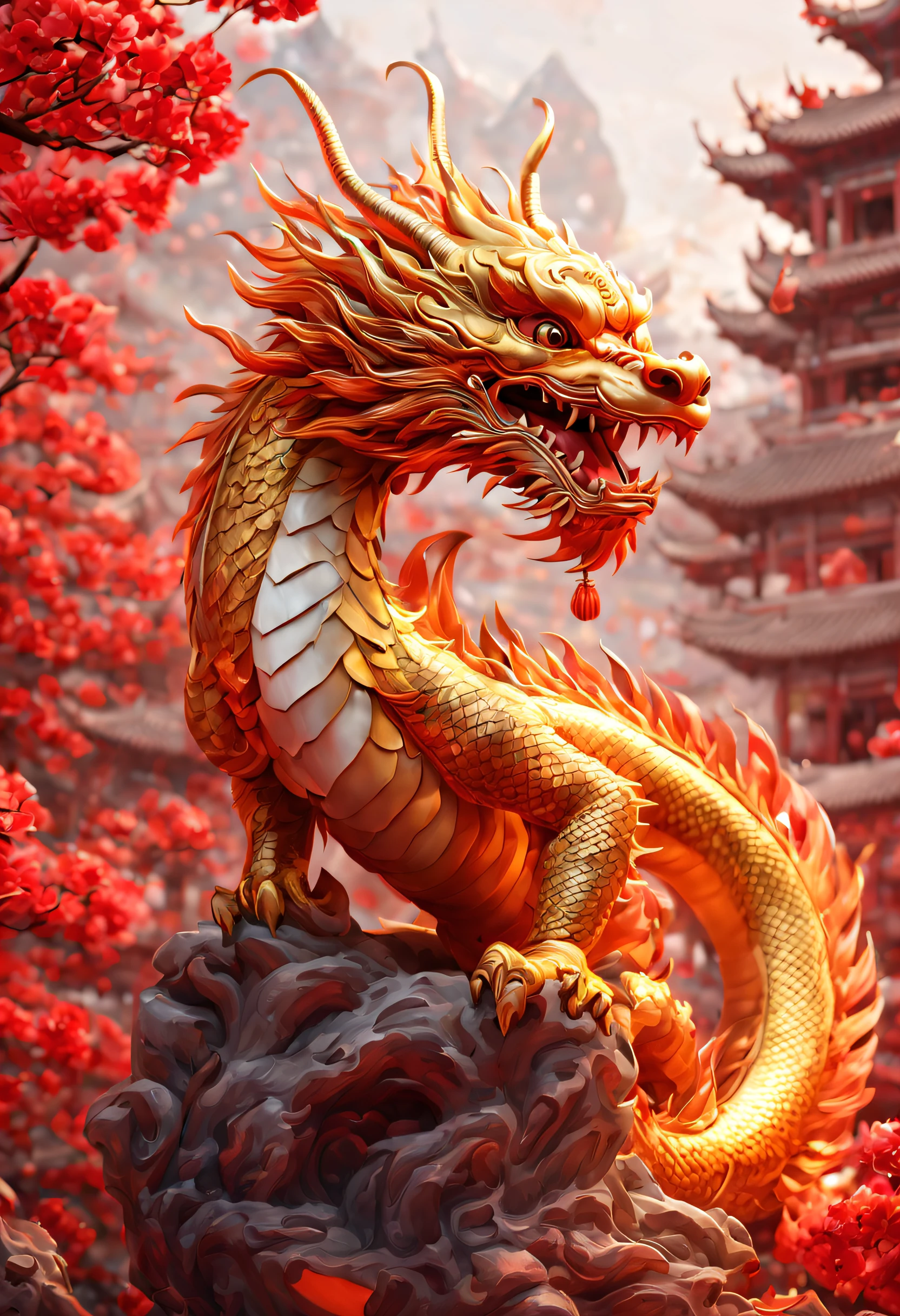 a Chinese dragon cub, chinese new year, dynamic pose, enhance, intricate, (best quality, masterpiece, Representative work, official art, Professional, unity 8k wallpaper:1.3)