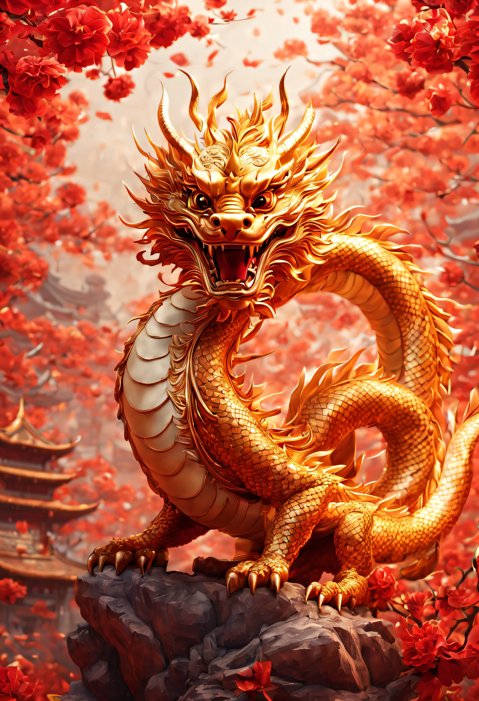 a Chinese dragon cub, chinese new year, dynamic pose, enhance, intricate, (best quality, masterpiece, Representative work, official art, Professional, unity 8k wallpaper:1.3)