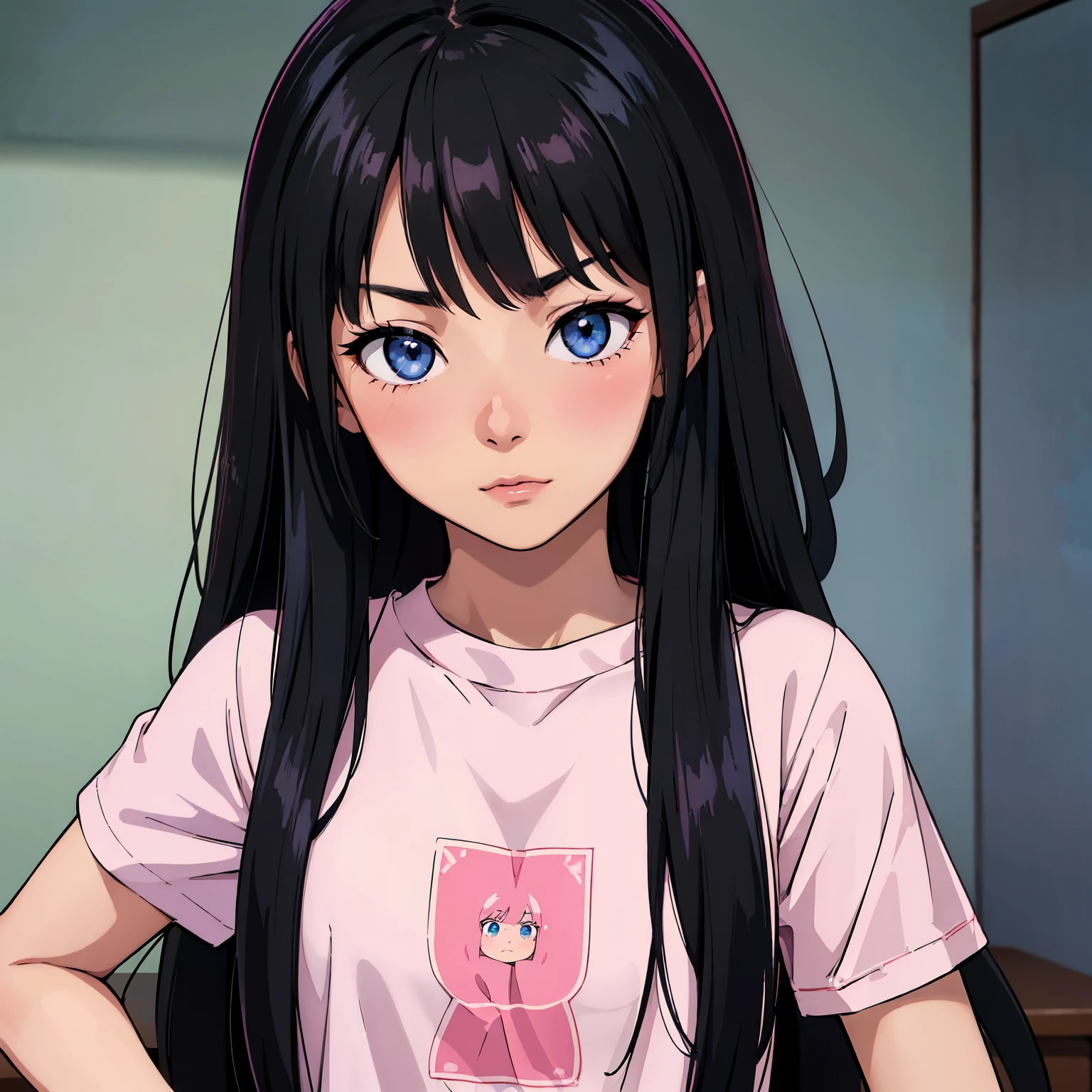 Hinata face , araffed woman with long black hair sticking out her tongue, tongue out, licking tongue, she has a cute expressive face, with wide open mouth, sexy face, she has a cute face, gorgeous face, she expressing joy, licking out, with a very large mouth, gif, hot, long tongue, tongue sticking out, with mouth open, sexy girl , in bed , lights behind , Hinata face , tongue out
