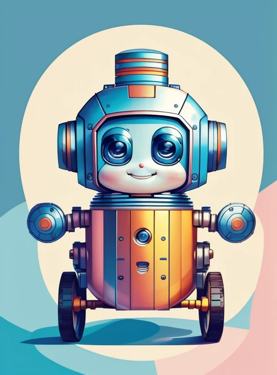 (cute robot smiling with wheels) Munchkin, Geometric multidimensional wall portrait, livro de arte, Tchibi,
Yang08k, Beautiful, Colouring,
Obras, of the highest quality, best quality, Arte Oficial, Beautiful and Aesthetic,