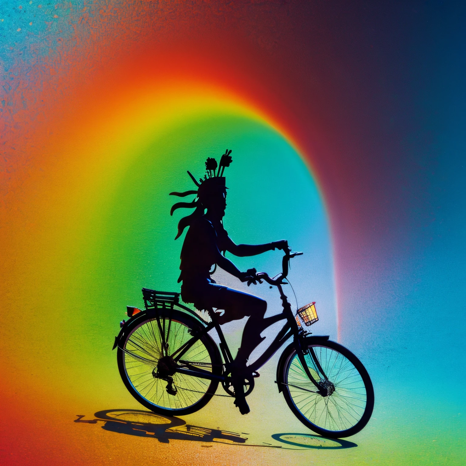 statue of liberty torii bicycle paint abstract