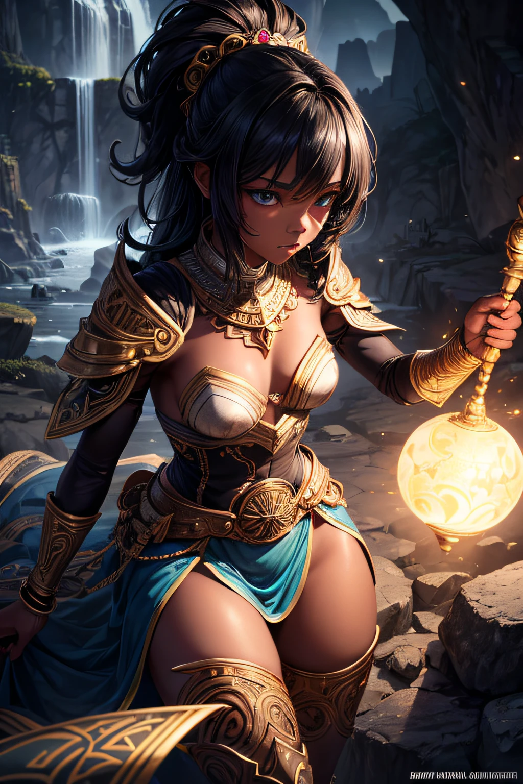 young  girl, african girl, black skin, earth mage, sorceress, earth goddess, mages dress, controling all rocks around her, floating rocks around her,  wielding a magic staff, ancient cave in background, sexi, small breasts, , highly detailed, vibrant appearance, creative behavior, extremly detailed, imaginative, sensual, spontaneous, highest quality, skin texture, intricate details, (cinematic lighting), RAW photo, 8k, masterpiece,best quality,ultra-detailed,very detailed illustrations,extremely detailed,intricate details,highres,super complex details,extremely detailed 8k cg wallpaper,