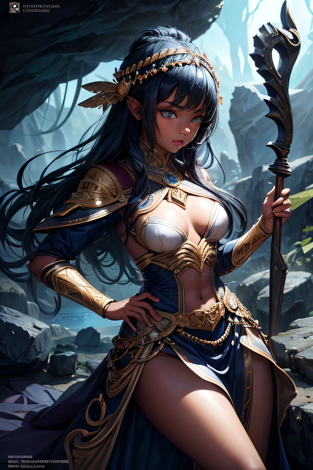 young teen girl, african girl, black skin, earth mage, sorceress, earth goddess, mages dress, controling all rocks around her, floating rocks around her, wielding a magic staff, ancient cave in background, sexi, small breasts, , highly detailed, vibrant appearance, creative behavior, extremly detailed, imaginative, sensual, spontaneous, highest quality, skin texture, intricate details, (cinematic lighting), RAW photo, 8k, masterpiece,best quality,ultra-detailed,very detailed illustrations,extremely detailed,intricate details,highres,super complex details,extremely detailed 8k cg wallpaper,