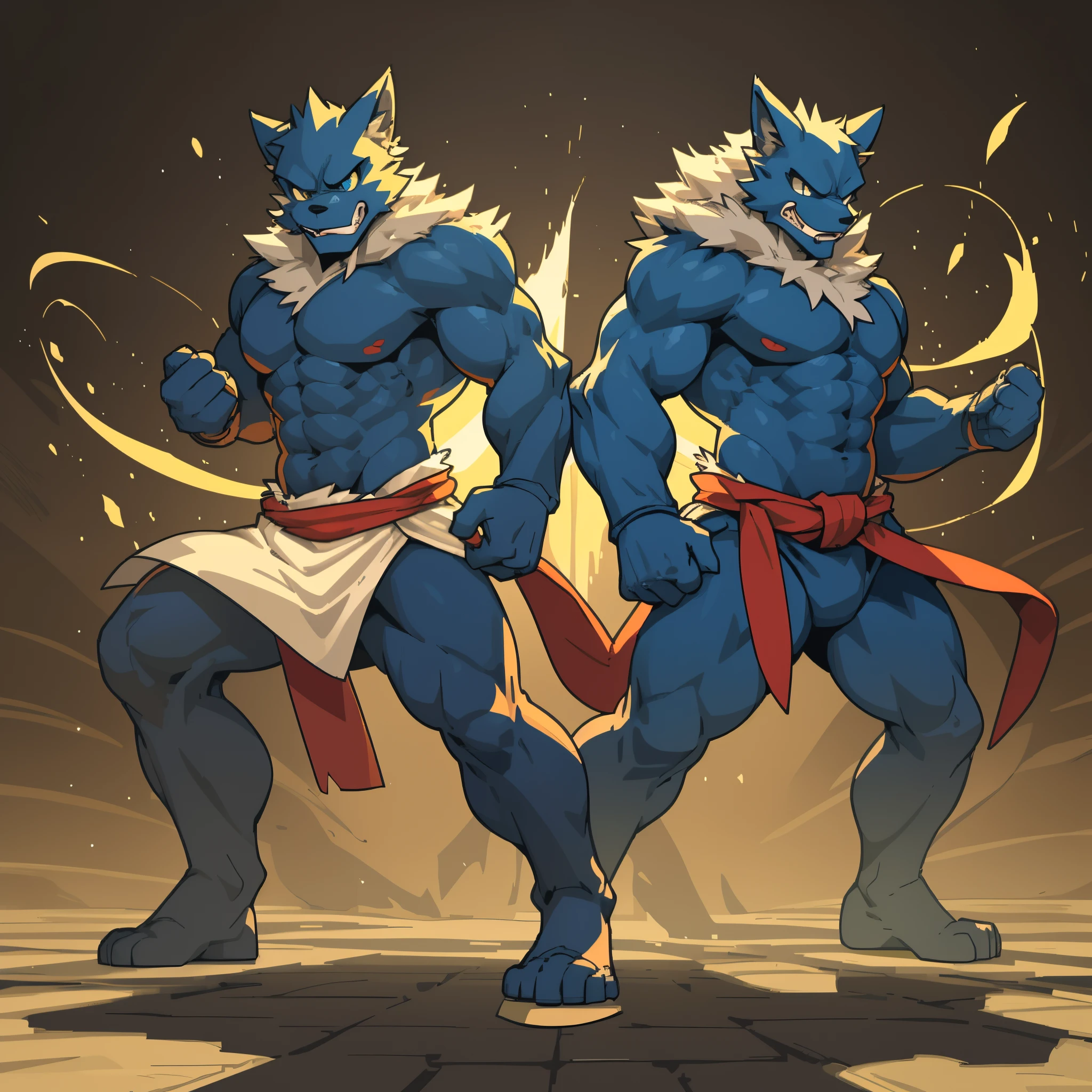 highres, absurdres(highly detailed beautiful face and eyes)perfect anatomy(kemono, furry anthro)(super handsome 2boys, pair)good lighting, cinematic shadow, detailed background, User Interface of Fighting game, dots game, pixel art, dungeon, Crisis, assorted poses, assorted expression, full body, sound effects, motion blur, from side,