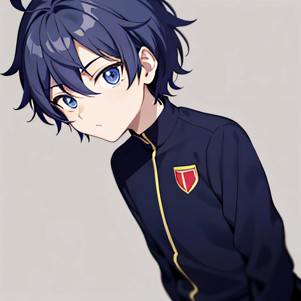 Anime boy with blue eyes and a black jacket - SeaArt AI