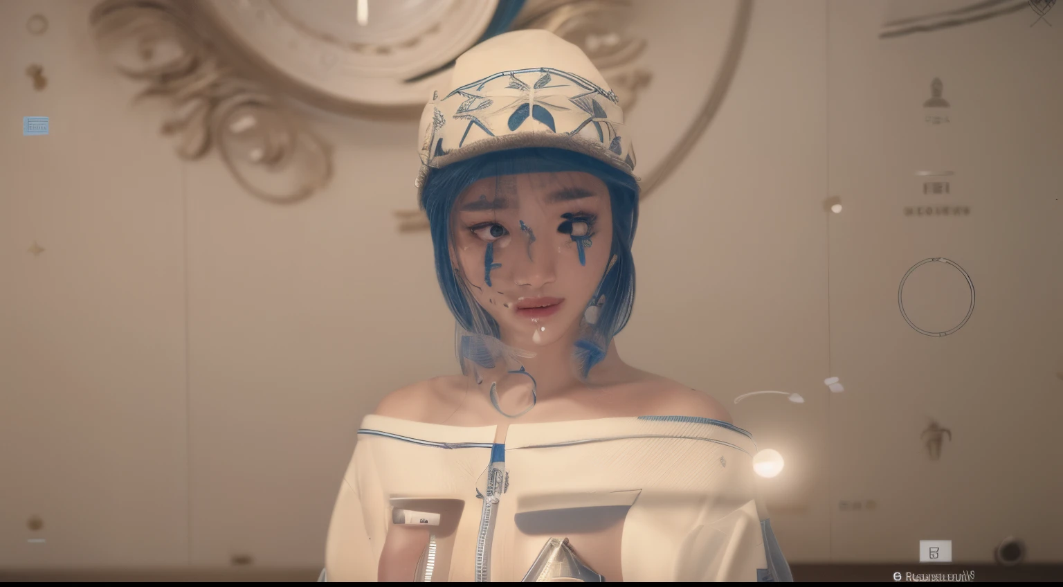 The girl's shy face,The clothes are already soaked, and the can be seen,Beth,cat ear