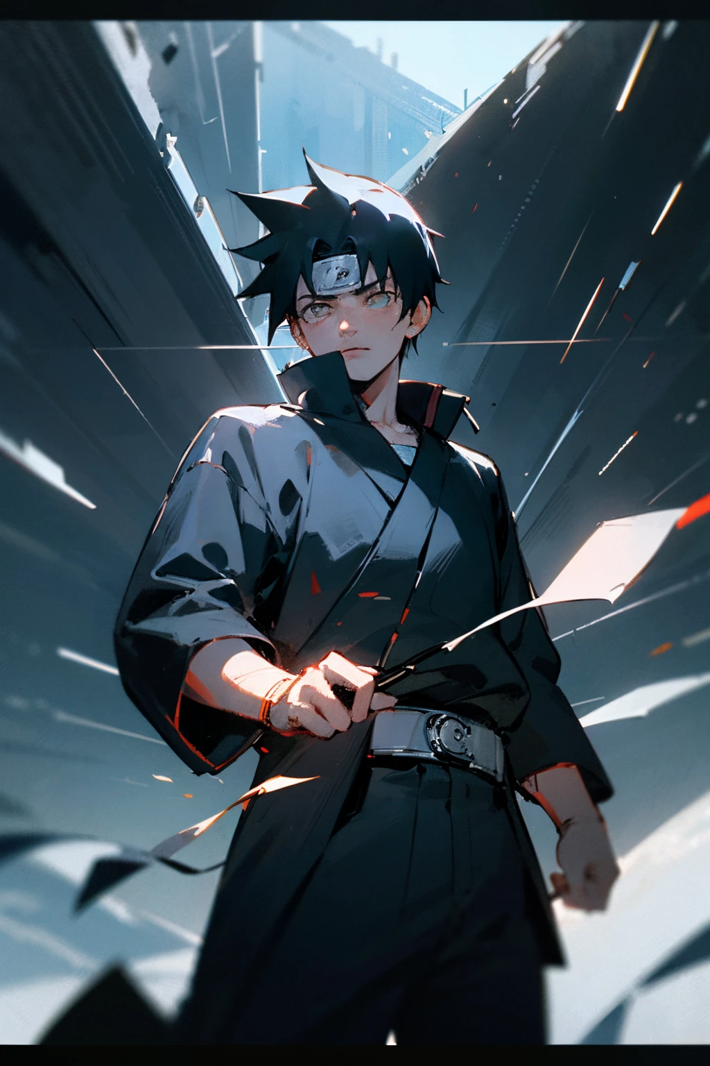 ((best quality)), ((master part)), (cinematic aesthetic:1.4) Foto de um garoto negro estilo naruto
