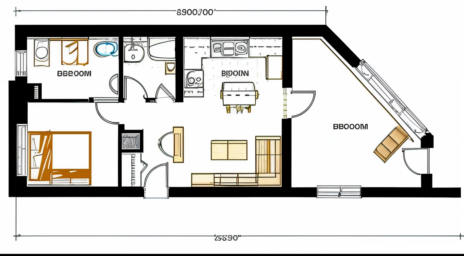 I need to design a drawing of a 1.5-story house. The first floor includes the living room, kitchen, bedroom, bathroom, the second floor includes the bedroom, bathroom, area of 50 square meters.
