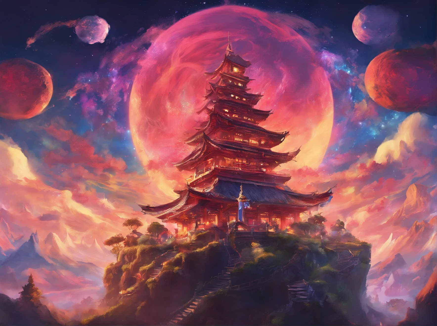 Q version of Santa Claus,Cute and cute,hunchback、chubbiness,Carry a large pocket,Throw one out,Map of Japan,Huge moon background,depth of fields,An artwork of,ultra - detailed,4K分辨率,high high quality,OC renderer,电影灯光,High picture detail,Detailed pubic hair,epic graphics