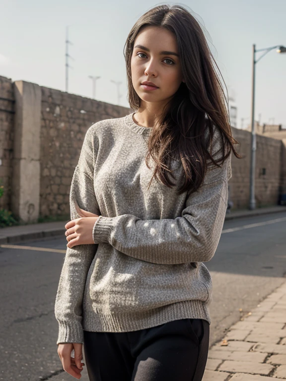 Unique Anglo-Saxon girl 25 yearsold, dark hair, pullover pants, in iran