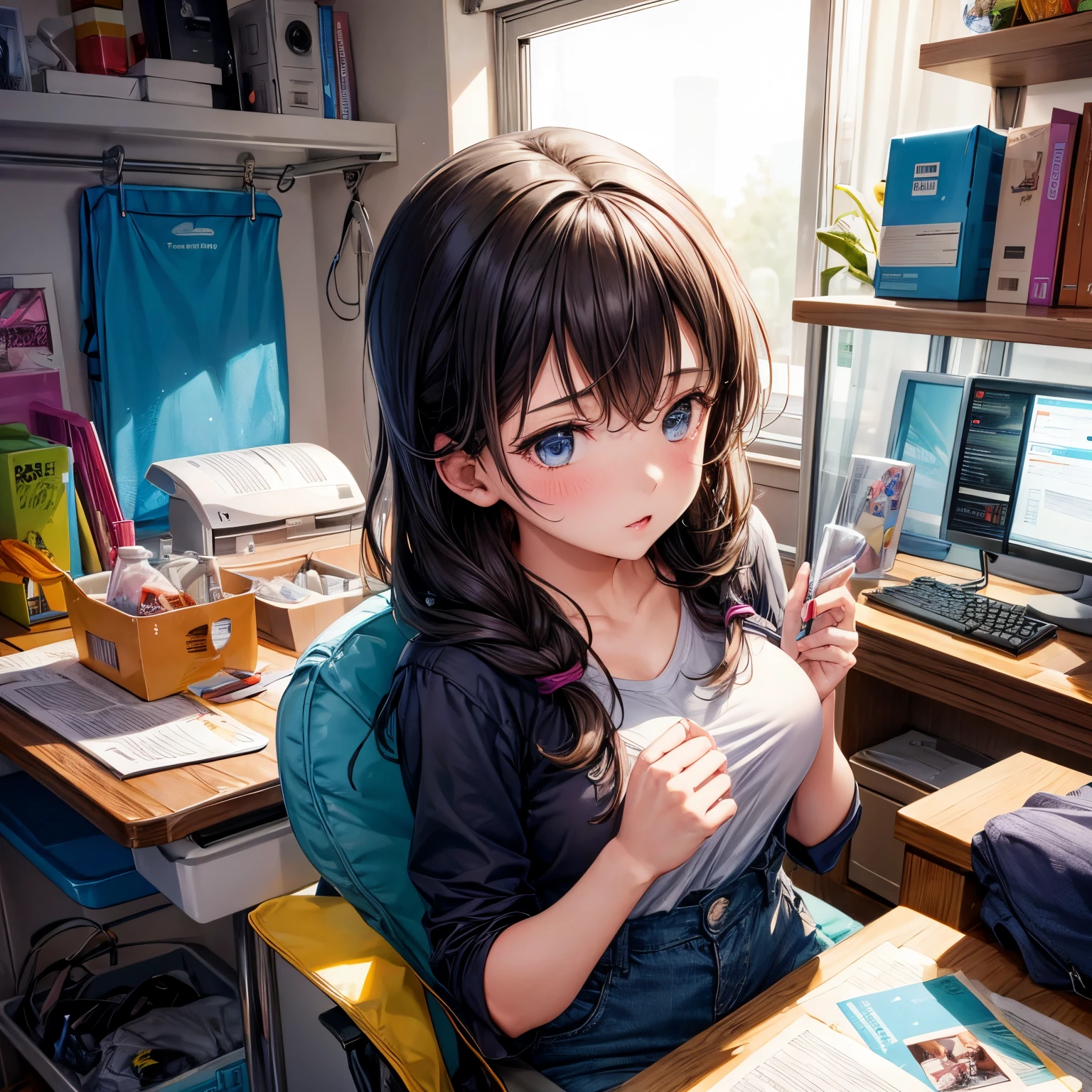 Girl putting stuff in her self removeing her clothes