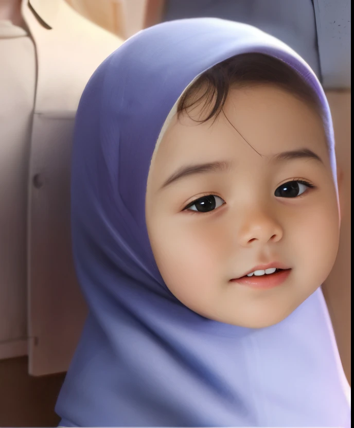 a close up of a  wearing a blue scarf and a purple head scarf, hijab, beautiful cute, saadane afif, cute beautiful, reyyan, emir, inspired by Nazmi Ziya Güran, hana alisa omer, riyahd cassiem, beautiful face!, innocent face, close up potrait, profile pic, beautiful face!!!!