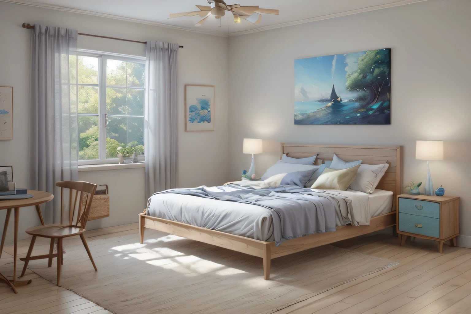 Eye-Level Camera Angle, side view, high quality Cartoony, 8K Ultra HD, high detailed, (masterpiece), best quality, open double bed scene bed facing camera, Full-length lens,unreal-engine,cozy indoor lighting,art stations,Detailed digital painting,cinematic ligh,Character design for Mark Raden and Pixar and Hayao Miyazaki,Macaron color scheme,daz,adolable,Octane rendering,3DMDT1,Heads-up,Empty room