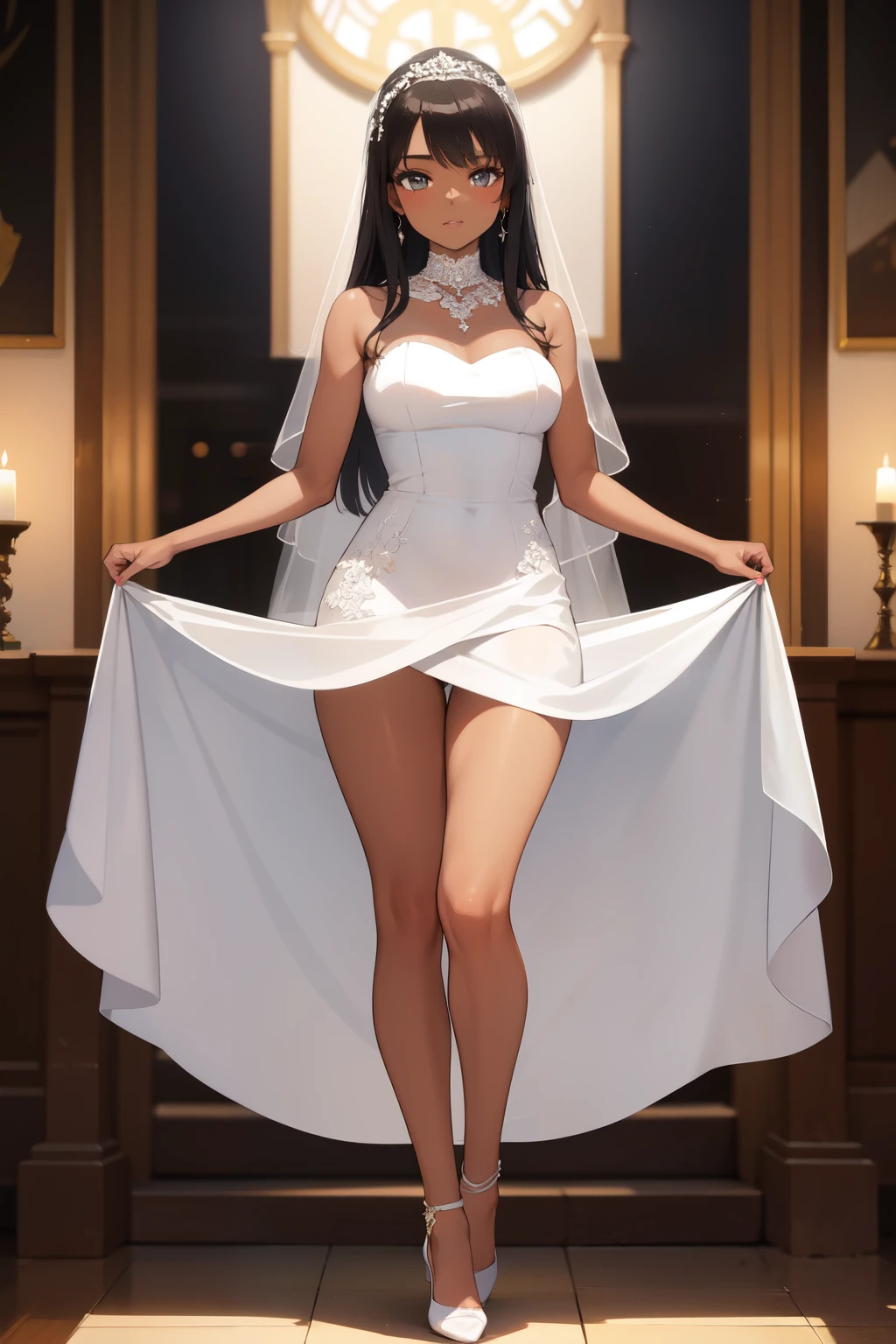 ((best quality)), ((masterpiece)), (detailed), perfect face, beautiful, pretty,
bride, millionare, full body,dark skinned female
