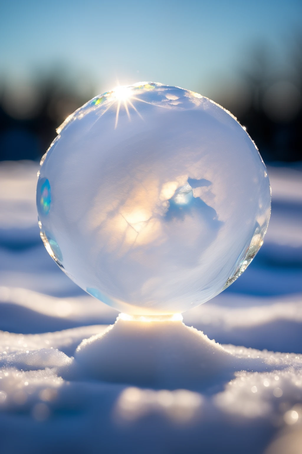 ((Best quality, 8k, Masterpiece :1.3)), a single snowball, freezing, stunning, opal
