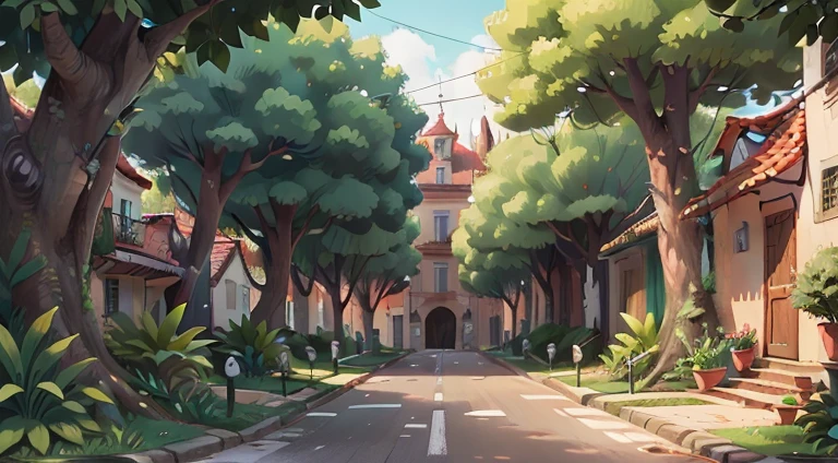 Rua vazia bonita, surrounded by trees