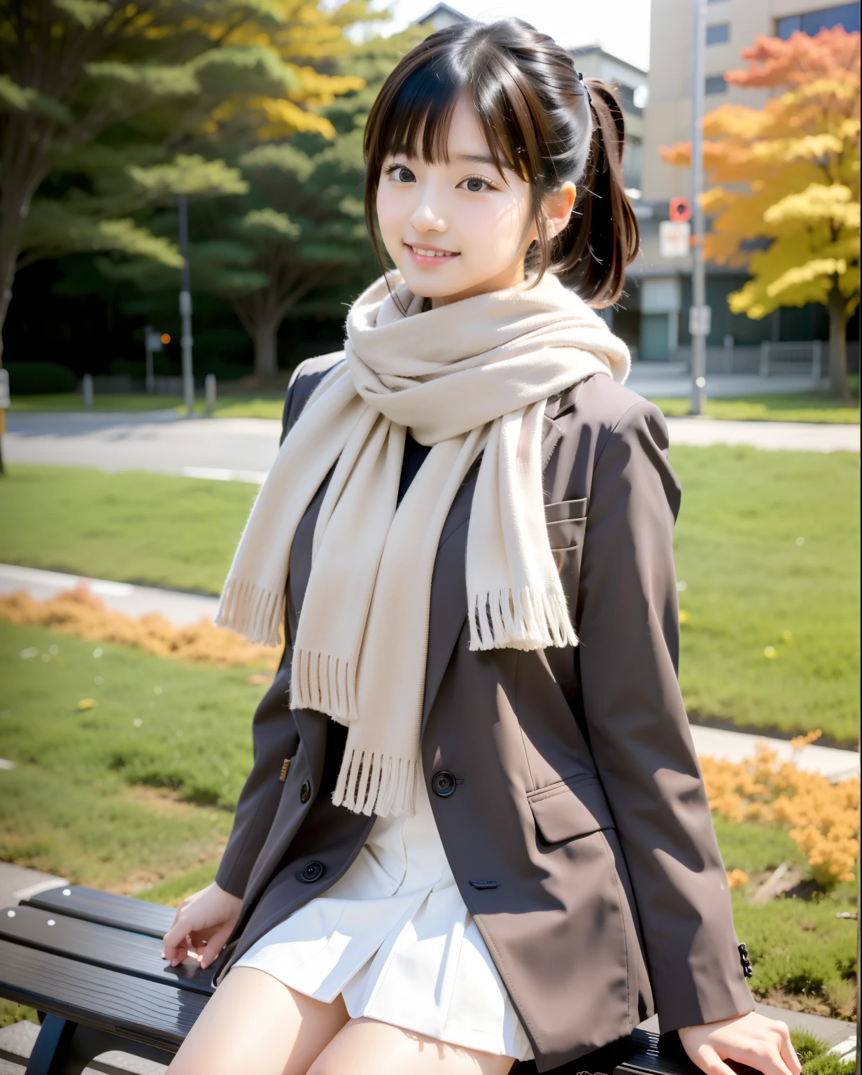 An arafi woman wearing a scarf and sitting on a park bench, Korean Girl, korean female fashion model, Beautiful young Korean woman, Korean Woman, Gorgeous young Korean woman, beautiful Korean women, Chinese girl, real life anime girl, Beautiful Asian Girl, Japanese Models, japanese girl school uniform, the face of a beautiful Japanese girl, Young Asian Girl