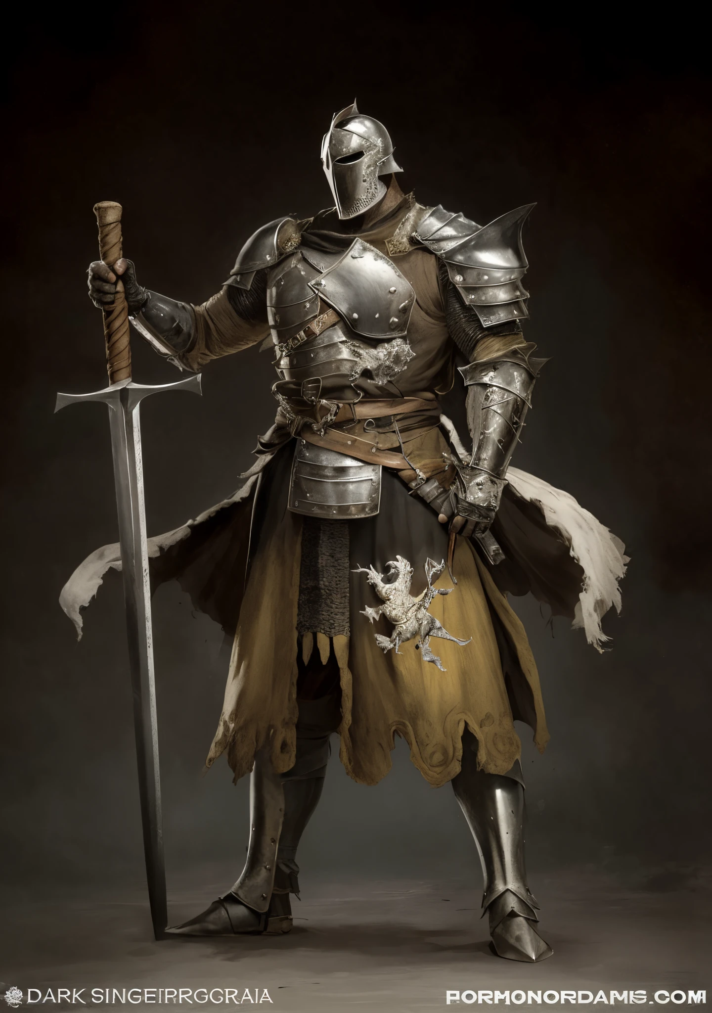 um homem de armadura segurando uma espada grande, para arte conceitual de personagem de honra, Arte conceitual de Dark Fantasy, arte conceitual medieval, berserk, cavaleiro da fantasia, gothic knight, cavaleiro em armadura, cavaleiro usando armadura de placa e correntes, cavaleiro medieval, cavaleiro gutz berserk