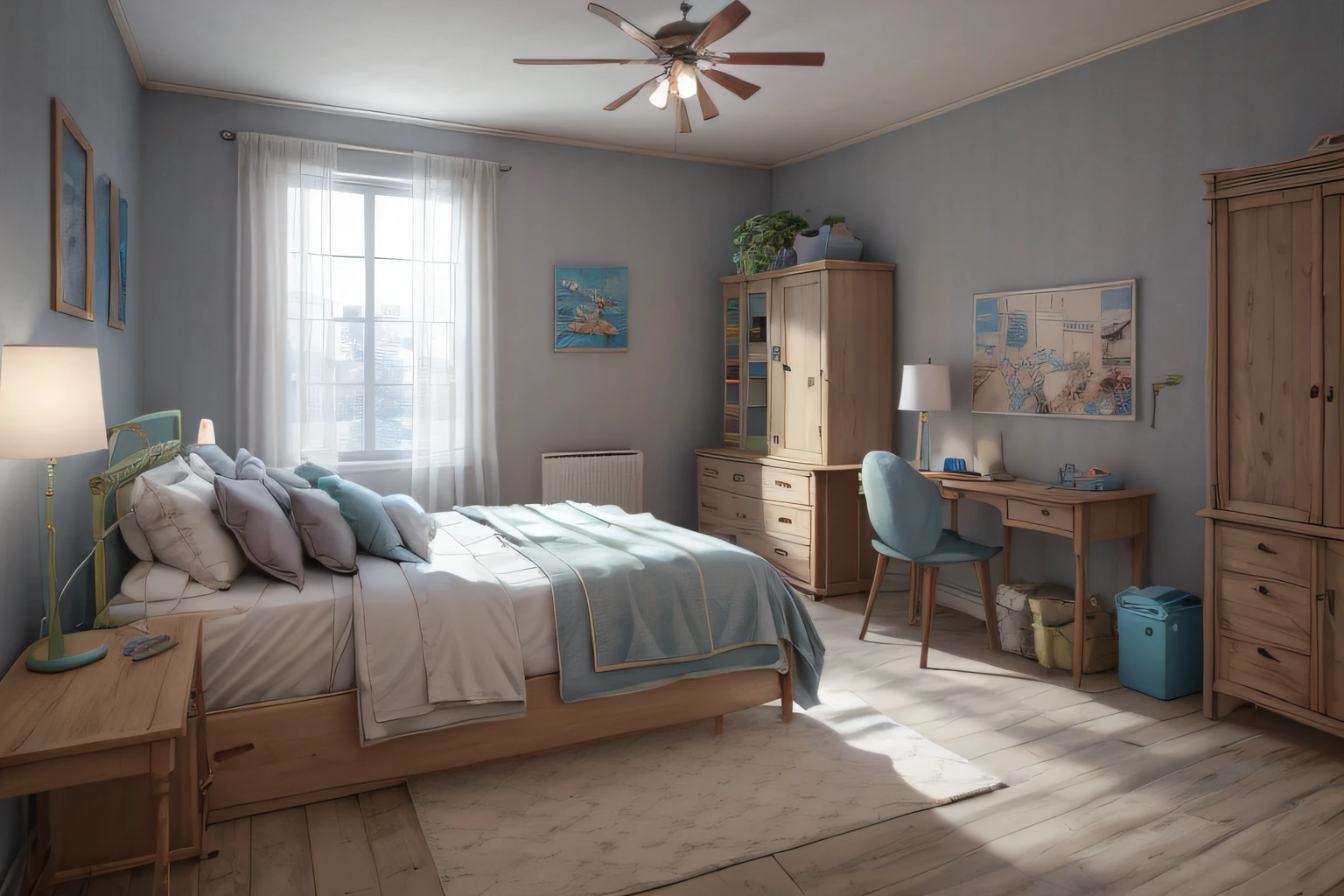 Eye-Level Camera Angle, front view, high quality Cartoony, 8K Ultra HD, high detailed, (masterpiece), best quality, bedroom scene chain and ropes hang from roof,  hand cuffs and rope on bed , bed facing camera, Full-length lens，unreal-engine，cozy indoor lighting，art stations，Detailed digital painting，cinematic ligh，Character design for Mark Raden and Pixar and Hayao Miyazaki，Macaron color scheme，daz，adolable，Octane rendering，3DMDT1，Heads-up，Empty room