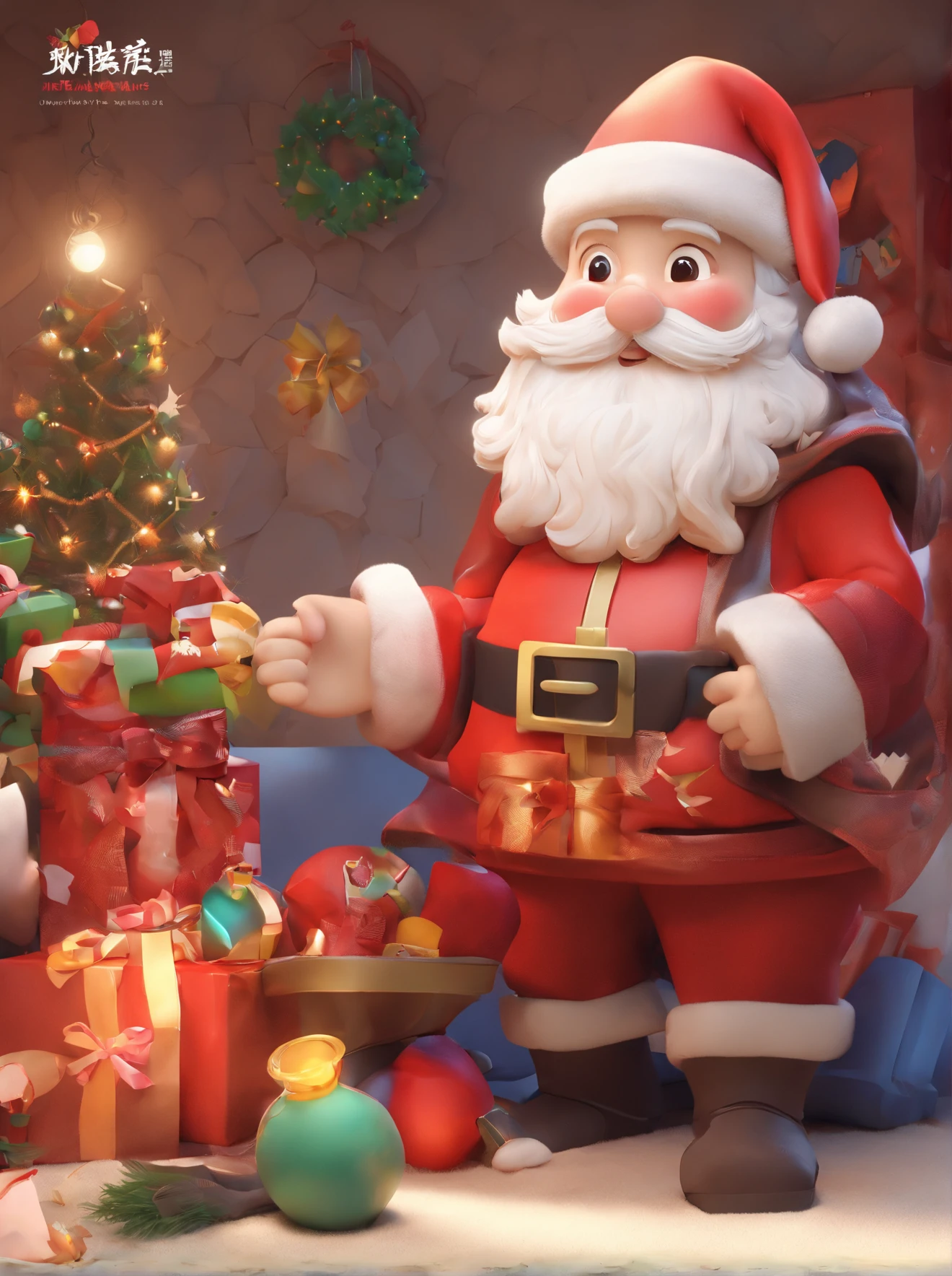Q version of Santa Claus,Cute and cute,hunchback、chubbiness,Carry a large pocket,Throw one away,Map of Japan,Huge moon background,depth of fields,a work of art,ultra - detailed,4K分辨率,high high quality,Overclocked renderer,电影灯光,High picture detail,Detailed pubic hair,epic graphics