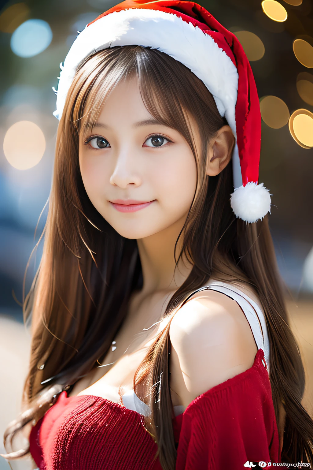 (masutepiece:1.3), (8K), (Best Quality:1.4), (nffsw:1.2), (Photorealistic:1.3),( Raw photography), (1girl in), (ultra high detailed), (Detailed face), Very perfect beautiful and cute face, (detailed hairs), Beautiful hair, Bangs, (Symmetrical eyes:1.3), (Detailed eyes), (Detailed skin), Realistic skin, Shiny skin, Ultra high definition, (medium breasts:0.6, well-shaped breasts), (slim figure), (Supermodel Figures), Gentle smile:1.2, (A very beautiful and cute Japanese girl with a gentle expression), 

( Wearing a very cute Christmas costume:1.1  ), Christmas present, 
Cinematic lighting:1.3, in the christmas party room