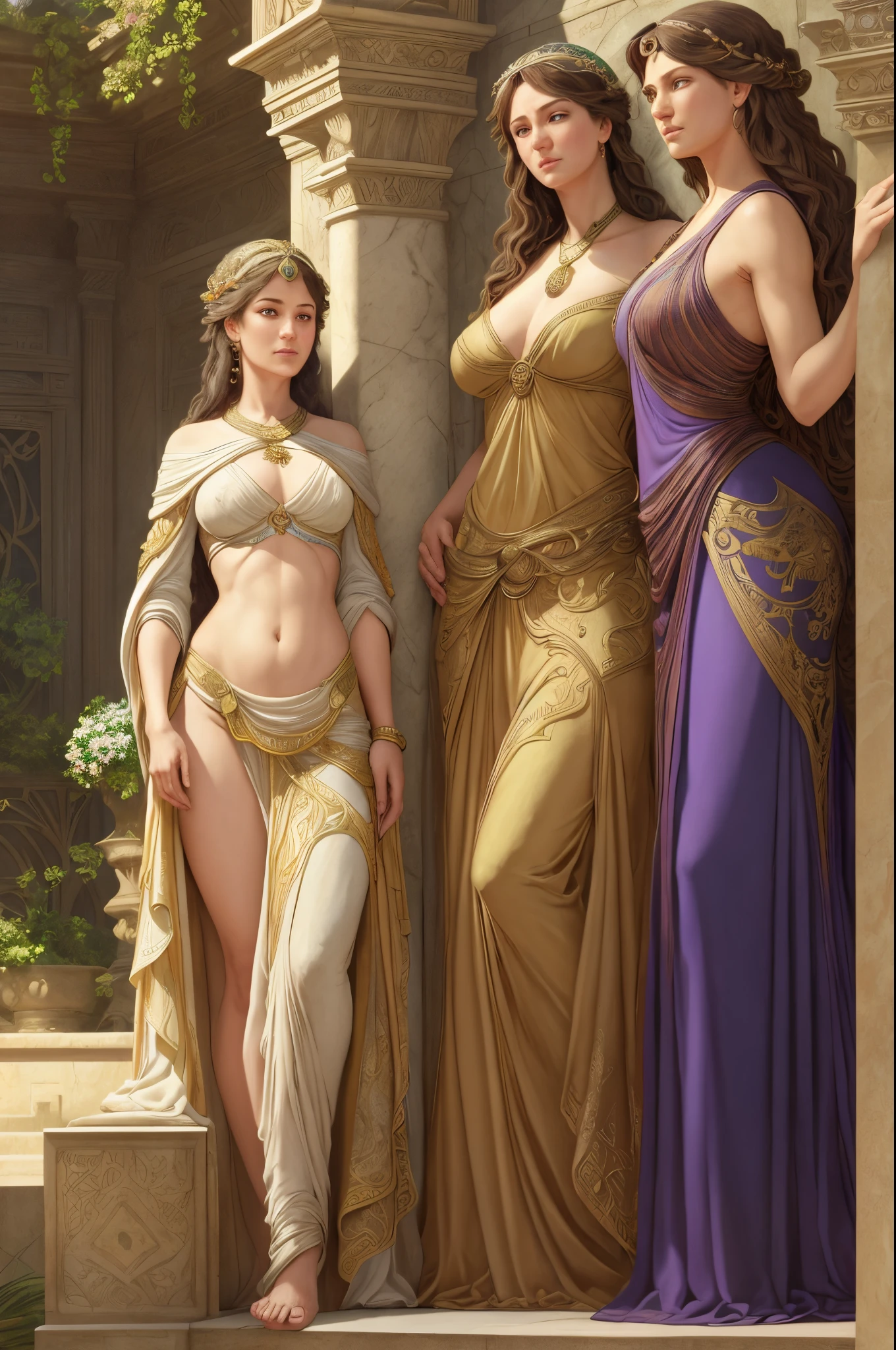 Near the marble fence stand three very old women with flabby hanging tits and narrow, athletic hips. Very high detail of faces, wrinkles, hair, nipples.
Fantasy art by artgerm, Alphonse Mucha, Greg Rutkowski, Charlie Bowater, Beeple, Victor Nizovtsev, Josephine Wall and Shintaro Kago, featured on artstation, intricate detail, hyper-realistic, 32k resolution, every hair visible.
