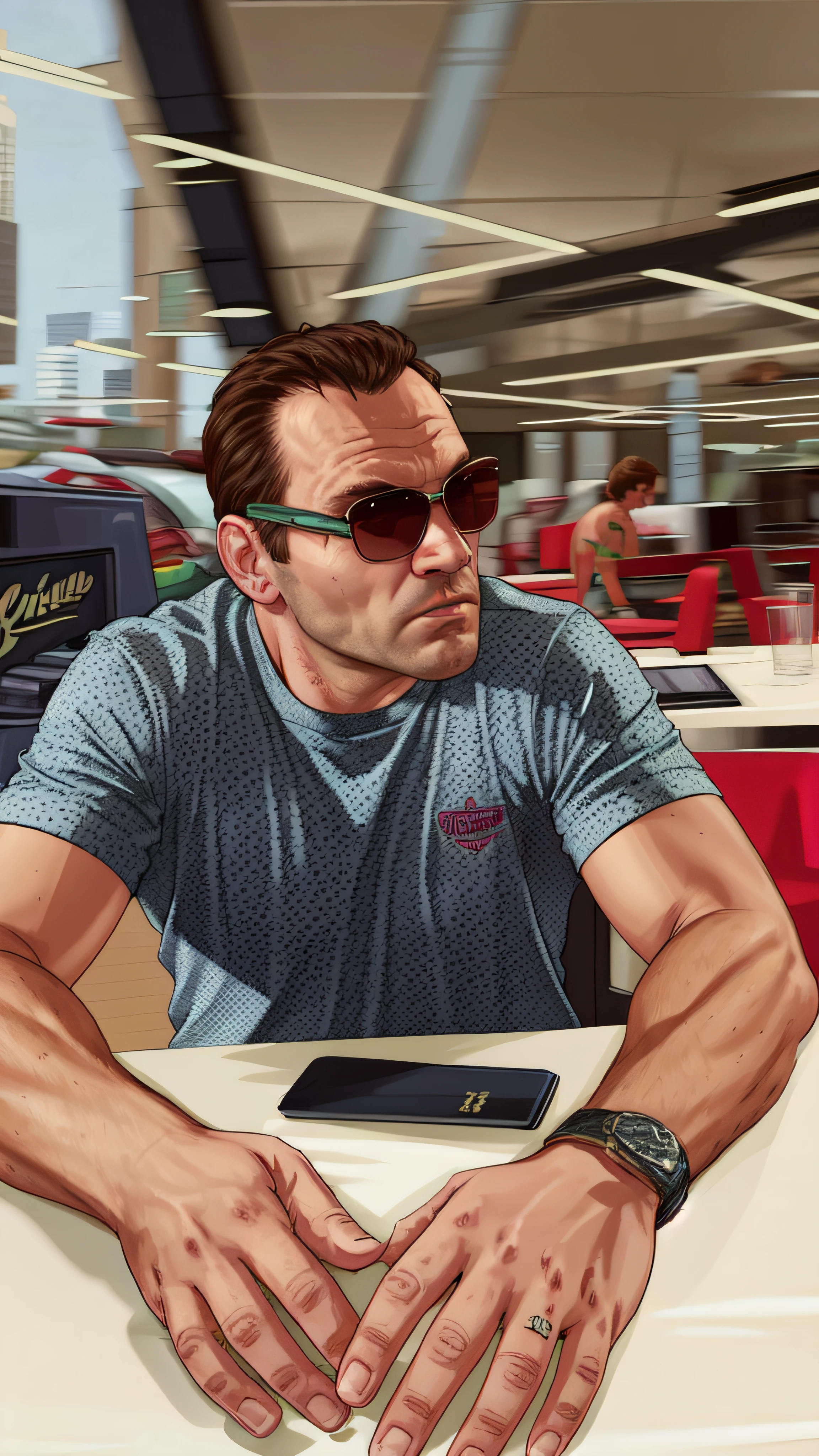 GTAV Tela de carregamento artes 2D, Donald Tusk como Personagem GTA5, cinematic  composition, em frente a uma cidade, Shaders, bright cinematic lighting, Contraste suave, GTA5 tela de carregamento, GTA Arte, Papel de parede 4k, Papel de parede 4k, hq 4k papel de parede, gta artee da tela de carregamento, fan art, Rockstar Games Arte