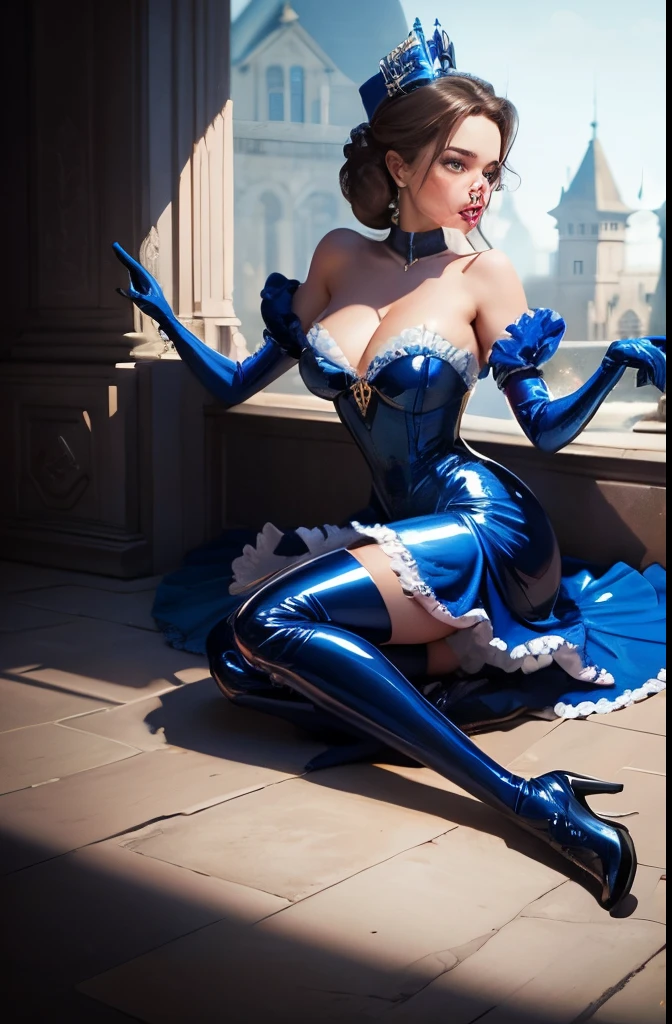 latex cinderella in long gloves