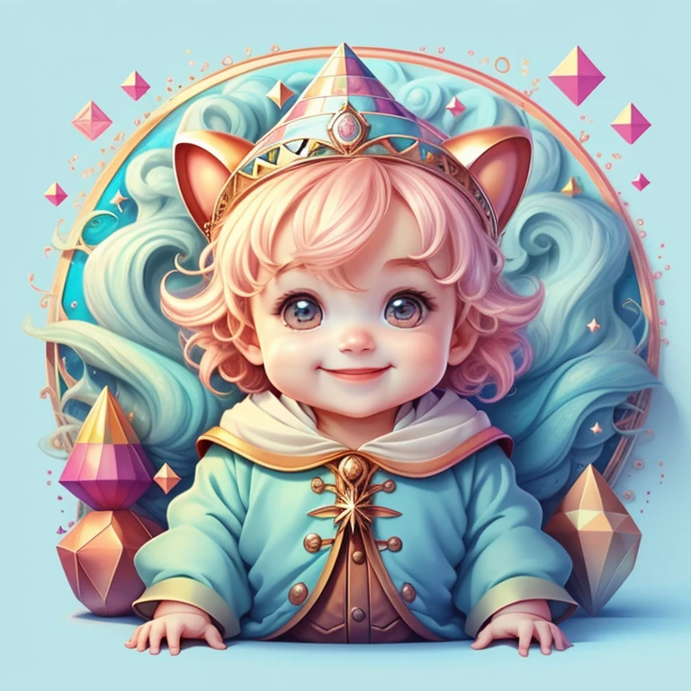 (cute baby wizard smiling in an enchanted florest) Munchkin,Geometric multidimensional wall portrait, livro de arte, Tchibi,
Yang08k, Beautiful, Colouring,
Obras, of the highest quality, best quality, Arte Oficial, Beautiful and Aesthetic,