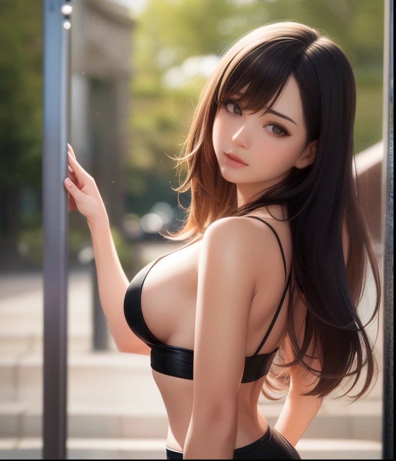 Realistic Babe, Raw photo realistic face and hand, small breasts, Big ass, sexy posing, skirt, dark skin, panties --auto --s2