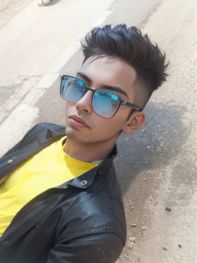 a young man sit on a bike look at camera masterpiece