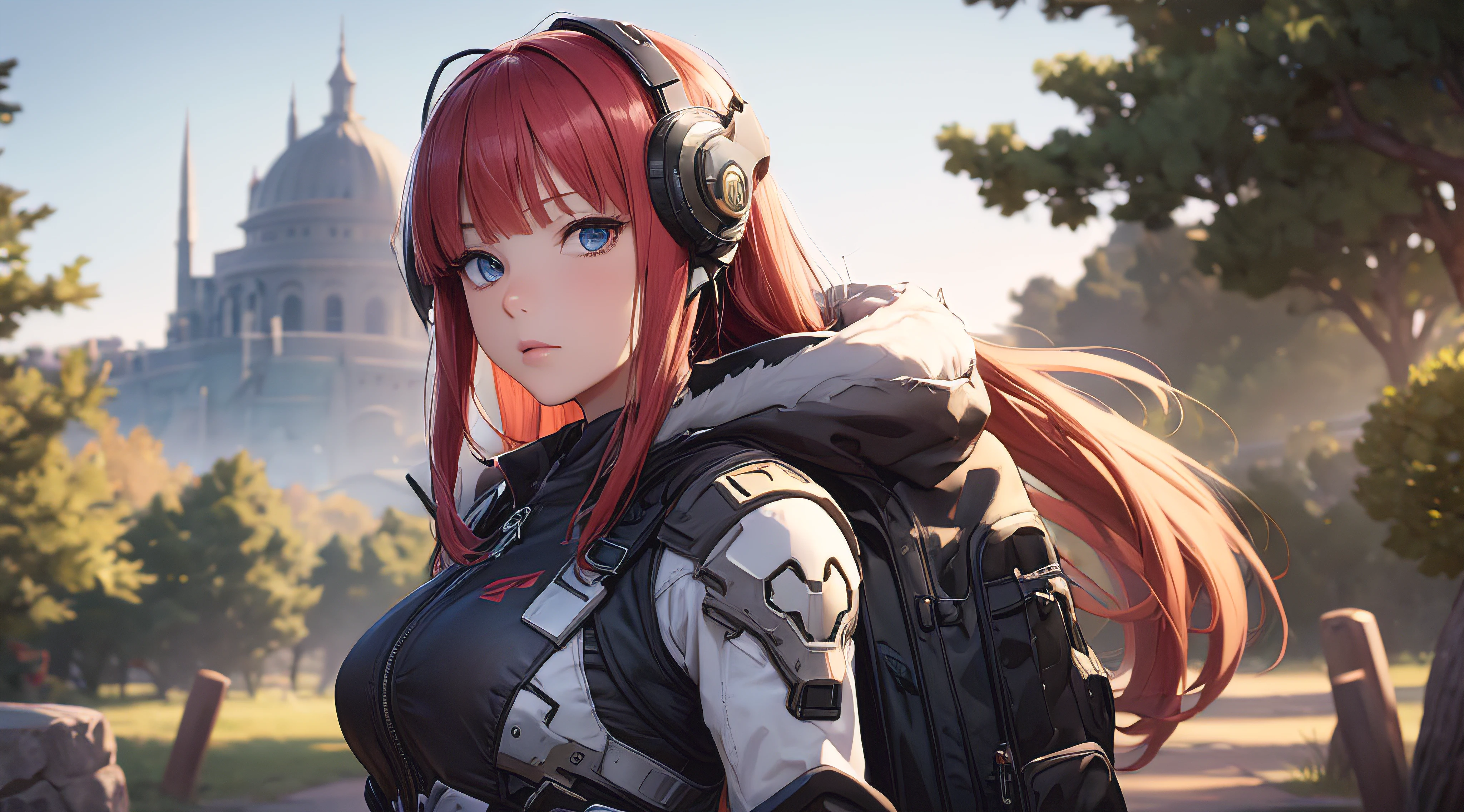 Nino Nakano,armadura de halo infinite,bosque noche,luz