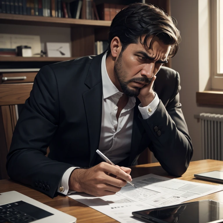 upset man with debts