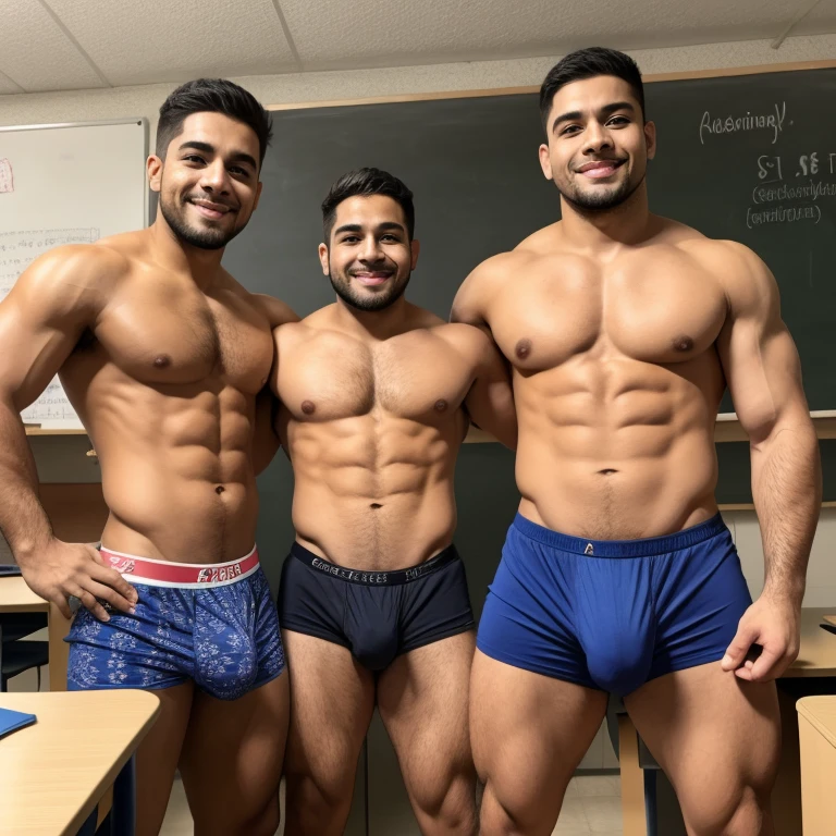 Teachers teaching , guapos latinos, en boxers, with a very large and long bulge in the crotch, y se tiene que ver la cara.