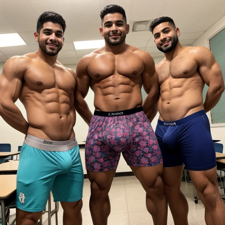 Teachers teaching , guapos latinos, en boxers, with a very large and long bulge in the crotch, y se tiene que ver la cara.