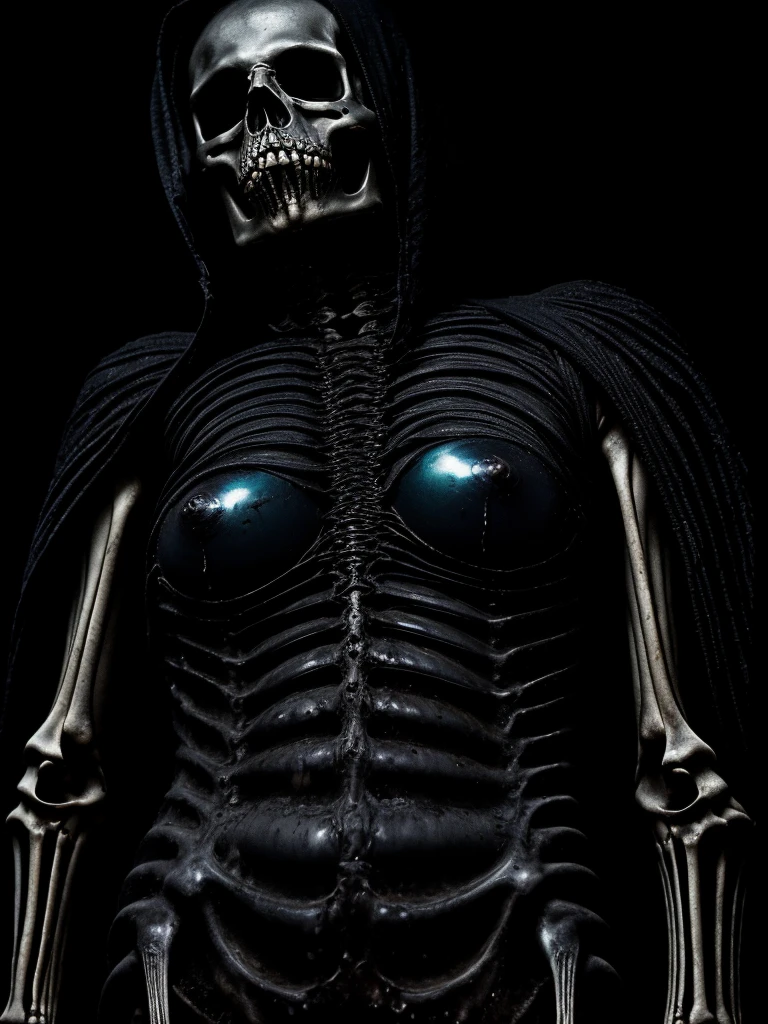(photo shot, ultra-detailed, best quality, photorealistic:1.8, 8k, realistic, photography, melted bodies and skeletons, exomorph, oiled skin, dark mood, obscene mood, necronomicon, dark background, petrol colours, vibrant colours, 35mm, emerging from black oil, high contrast, rain, liquid reflections, shiny reflections, in the style of HR Giger