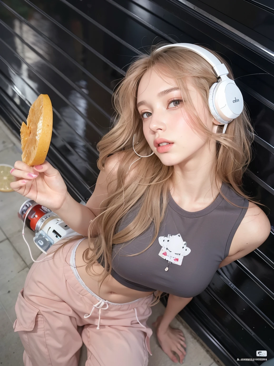 A close-up of a woman with headphones on her head, Retrato Sophie Mudd, Anna Nikolanova aka Newmilky, Pokimane, com fones de ouvido, 18 anos, Delphine bonita, Yelena Belova, Angelina Stroganova, morena com cabelos loiros tingidos, 🤤 retrato da menina, 2 Modelo feminina de 4 anos, julia gorokhova, Modelo do Instagram