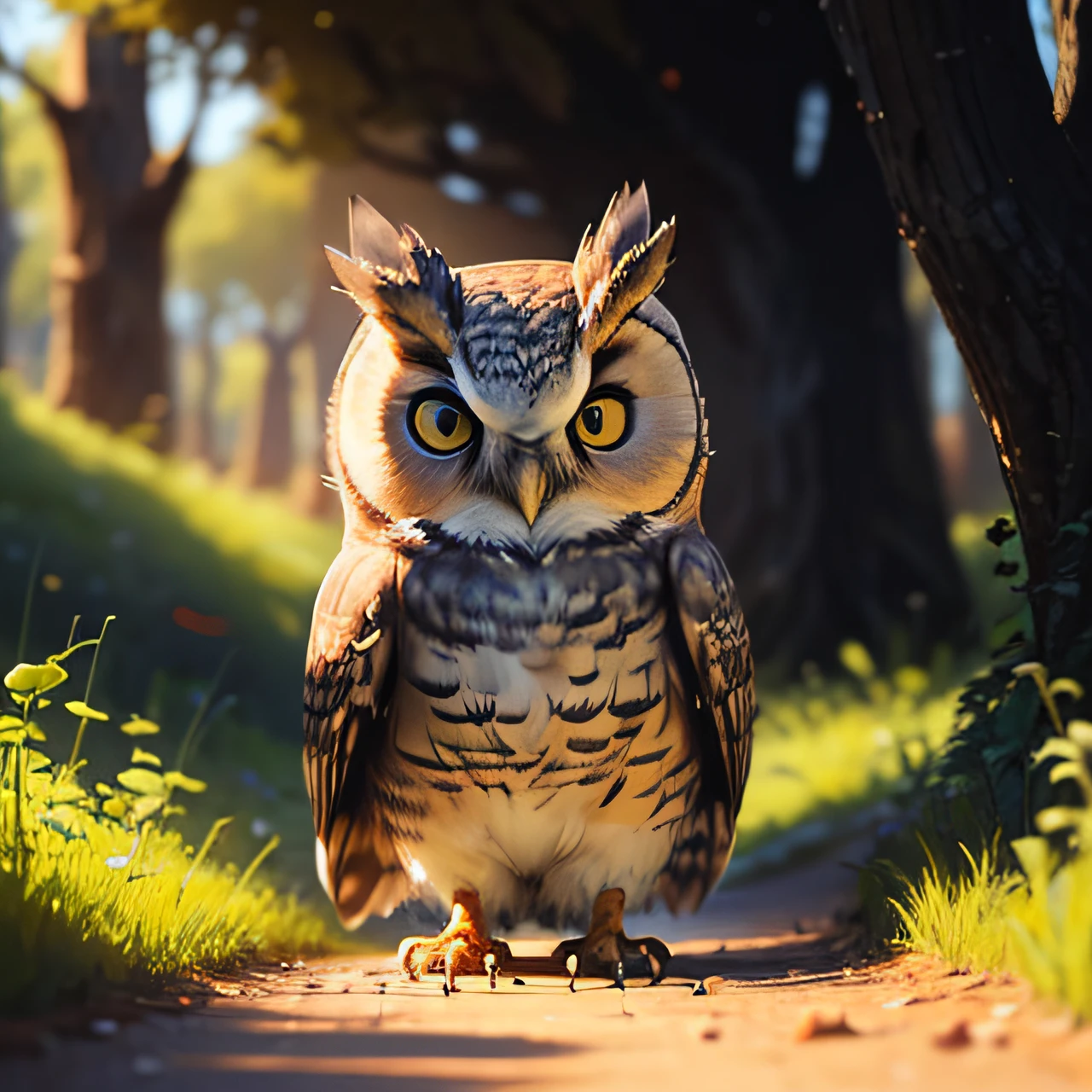 "Fear not, little cat," a wise owl hooted,
"The journey's begun, you're beautifully suited.
Embrace the unknown, let curiosity guide,
In this wondrous world, there's nowhere to hide."